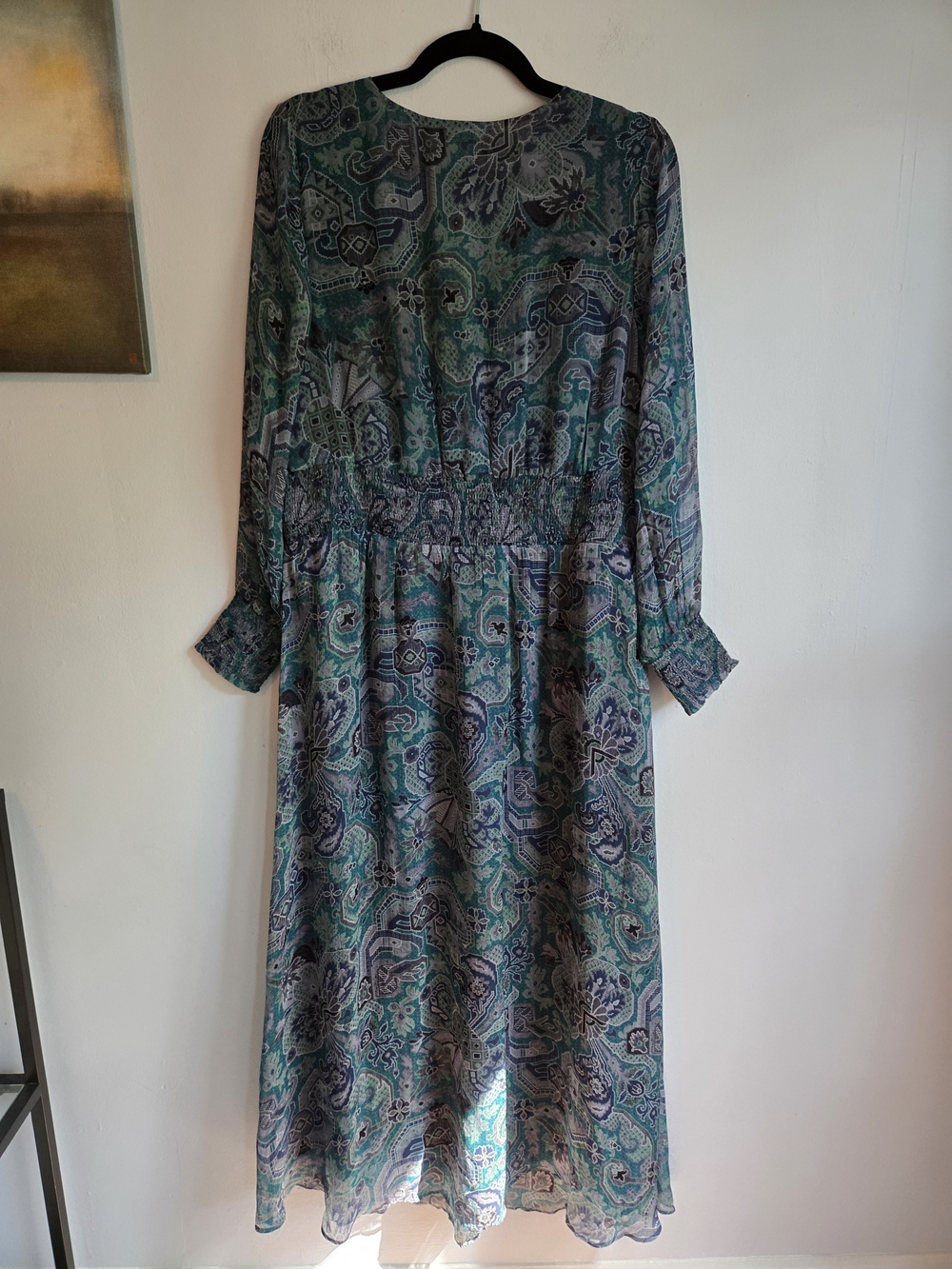 Soft Surroundings Boho Paisley Floral Sheer Maxi Dress Green Purple Medium - Picture 2 of 8